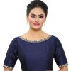 Women Madhu Fashion | Women'S Polyester Embroidered Elbow Length Sleeve Readymade Blouse - Madhu Fashion Blue