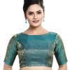 Women Madhu Fashion | Women'S Polyester Half Sleeve Saree Blouse - Madhu Fashion Blue