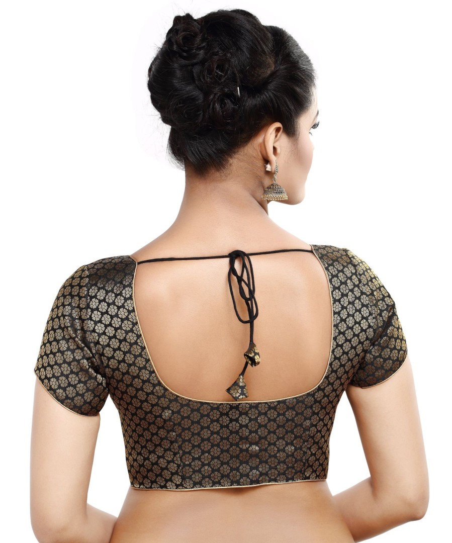 Women Madhu Fashion | Women'S Short Sleeves Banaras Brocade Readymade Saree Blouse - Madhu Fashion