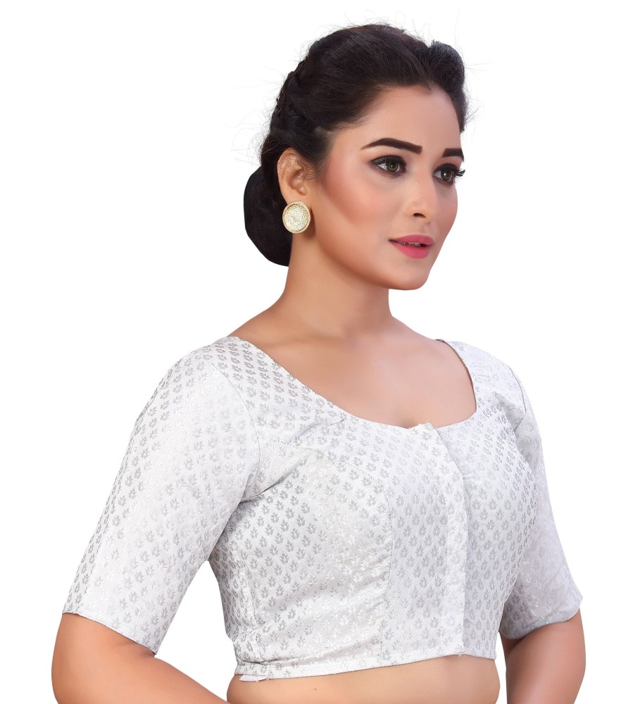 Women Shringaar | Women'S Grey Silver Brocade Blouse By Shringaar- (1Pc Set)