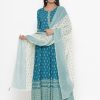 Women Kipek | Women'S Turkish Blue Anarkali U0026 Dupatta Set By Kipek- (2Pcs Set)