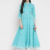 Women Vbuyz | Women'S Sky Blue Anarkali Cotton Kurta By Vbuyz (1Pc)