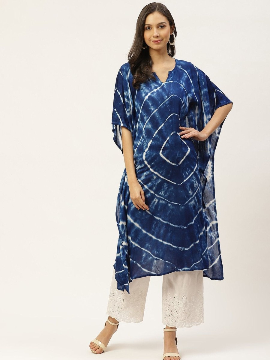 Women Maaesa | Women'S Crepe Kaftan Kurta - Maaesa Blue