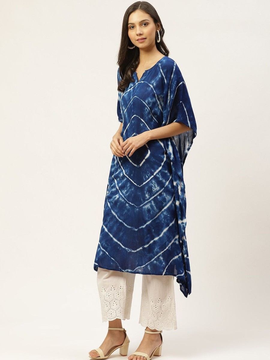 Women Maaesa | Women'S Crepe Kaftan Kurta - Maaesa Blue