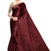 Women Vamika | Women'S Maroon Satin Designer Saree - Vamika