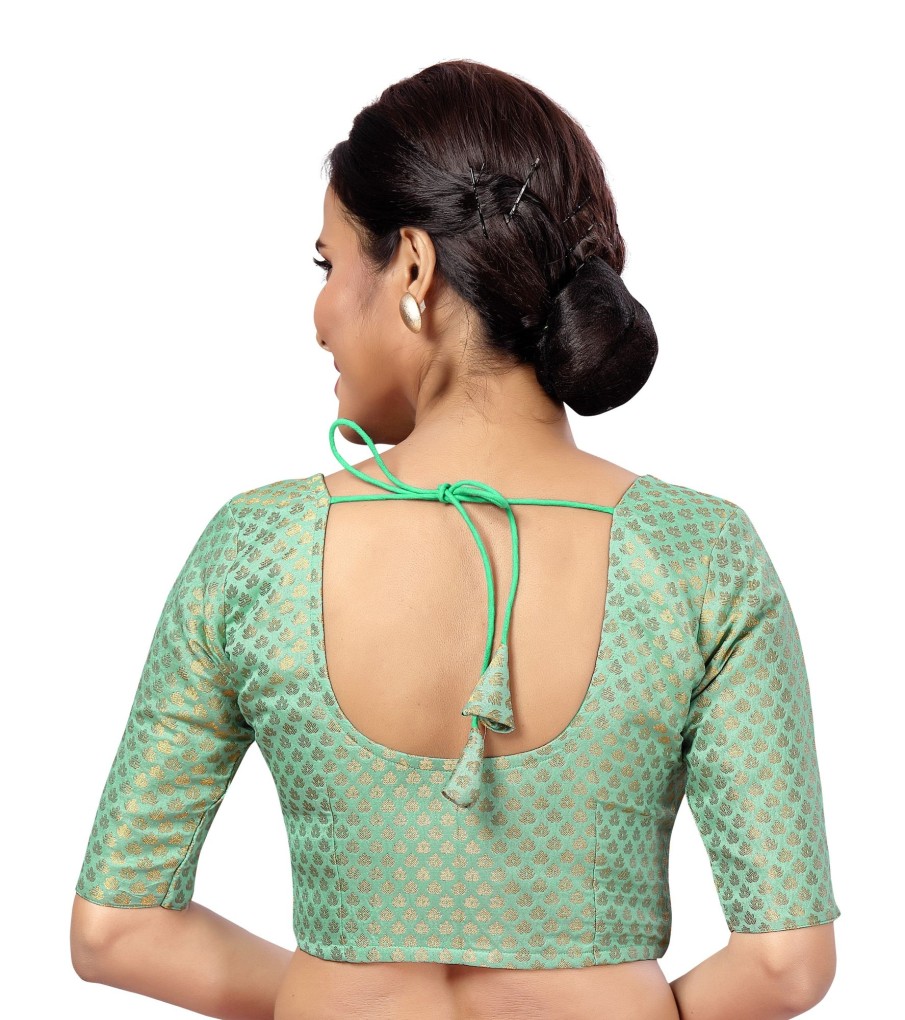 Women Shringaar | Women'S Turquoise Green Brocade Blouse By Shringaar- (1Pc Set)