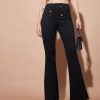 Women Lyush | Women'S Black High Waist Gold Show Buttons Pants - Lyush