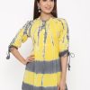 Women Kipek | Women'S Tie Dye Cambric Tunic By Kipek (1 Pc Set) Yellow