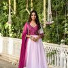 Women SARAS THE LABEL | Women'S Pink Anarkali Gown With Dupatta - (2Pcs) - Saras The Label