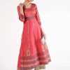 Women CHEERA | Women'S Peach Cotton Gold Print Anarkali Kurta Only - Cheera