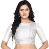 Women Madhu Fashion | Women'S Polyester Half Sleeve Saree Blouse - Madhu Fashion Silver