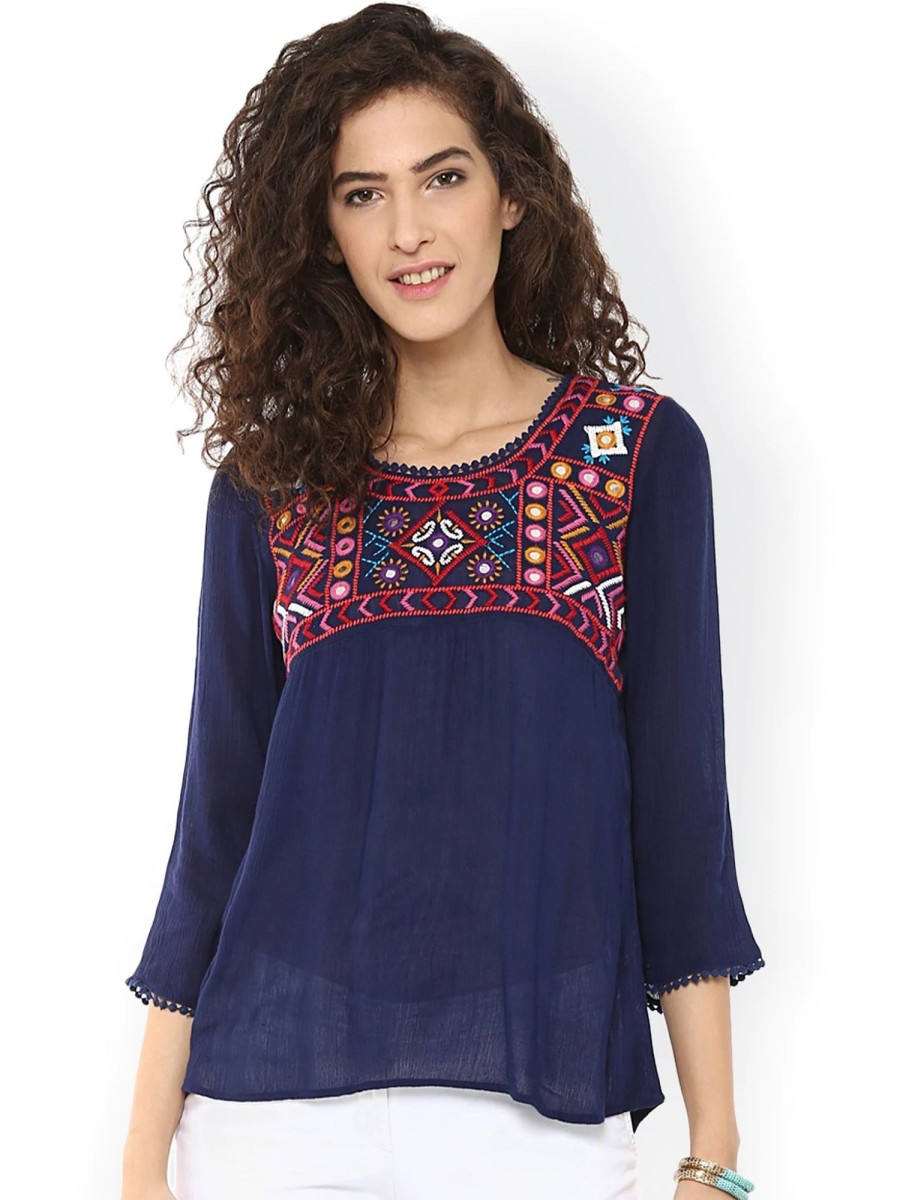 Women Wahe-NOOR | Women'S Navy Top - Wahe-Noor