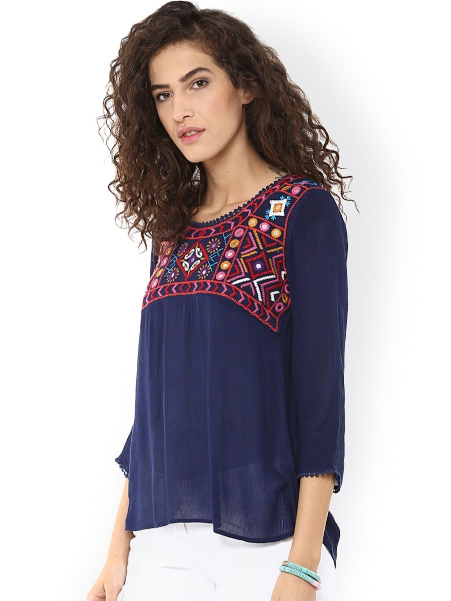 Women Wahe-NOOR | Women'S Navy Top - Wahe-Noor