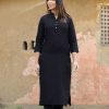 Women KAAJH | Women'S Black Solid Metal Embellishment Kurta - Kaajh