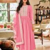 Women Monjolika | Women'S Pink Color Georgette Embroidered Party Salwar Suit - Monjolika