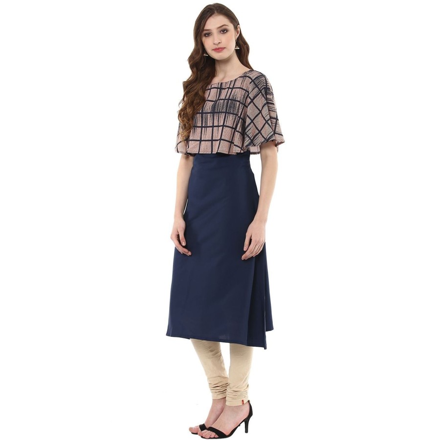 Women Ziyaa | Women'S Colour Digital Print Crepe Kurta - Ziyaa Blue