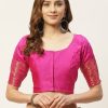 Women Shringaar | Women Pink Brocade Saree Blouse By Shringaar (1Pc)