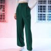 Women Lyush | Women'S Emerald Green Korean Pleated Loose Fit Pants - Lyush