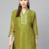 Women Wahe-NOOR | Women'S Olive Green Solid Tunic - Wahe-Noor