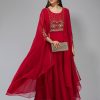 Women Ziva Fashion | Women'S Ankle Length A-Line Kurta - Ziva Fashion Red