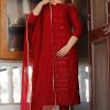 Women Geeta Fashion | Women'S Chikankari Kurta Pant Set - Geeta Fashion Maroon