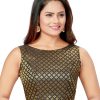 Women Madhu Fashion | Women'S Brocade Sleeveless Readymade Saree Blouse - Madhu Fashion Black