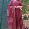 Women Geeta Fashion | Women'S Anarkali Suit Set With Pants U0026 Dupatta By Geeta Fashion- (3Pcs Set) Purple