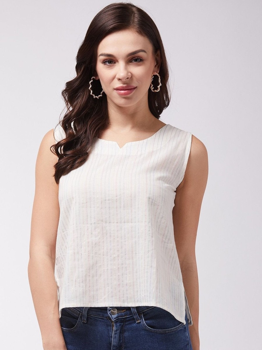 Women InWeave | Women'S Off White Kantha Sleveless Top - Inweave