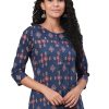 Women Myshka | Women Navy Blue Printed Cotton Top By Myshka (1Pc Set)