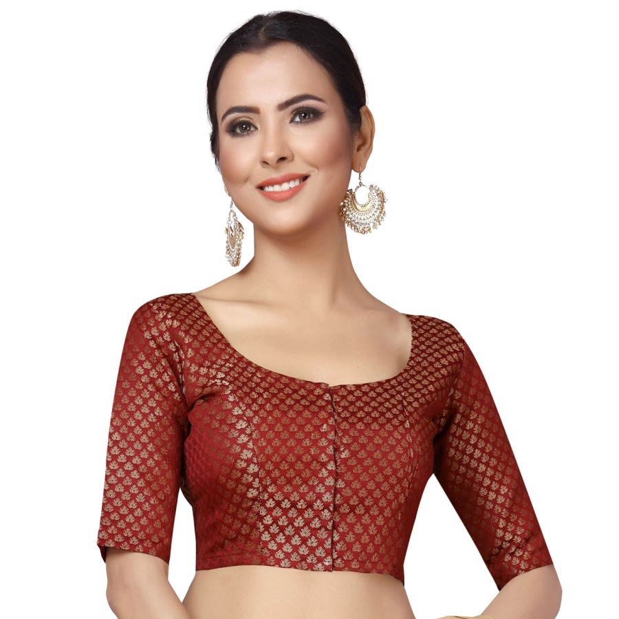 Women Shringaar | Women Maroon Brocade Saree Blouse By Shringaar (1Pc)