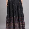 Women House of RP | Women'S U0026 Pink Rayon Ethnic Printed Circular Skirt - House Of Rp Black