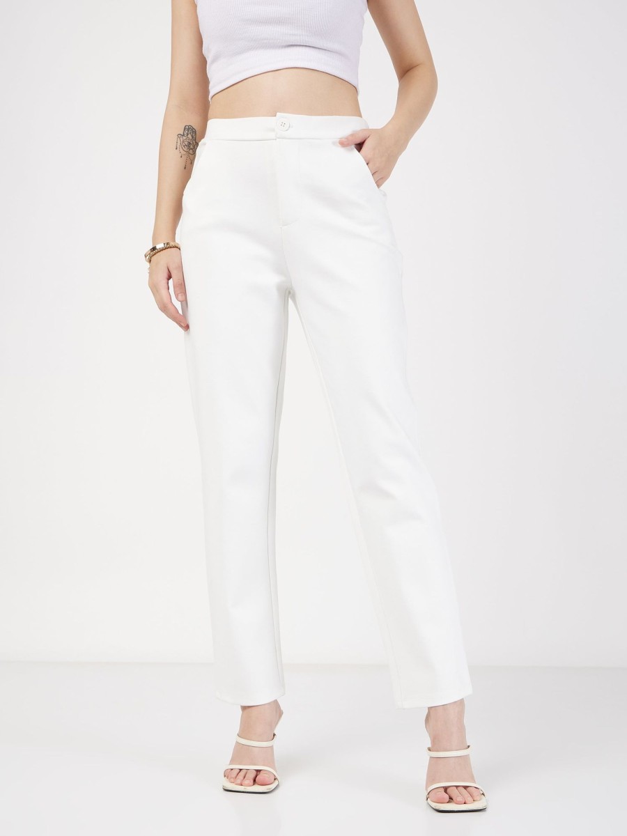 Women Lyush | Women'S White Roma Tapered Pants - Lyush