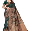 Women Varanga | Women'S Dark Color Banarasi Silk Saree With Blouse - Varanga Green