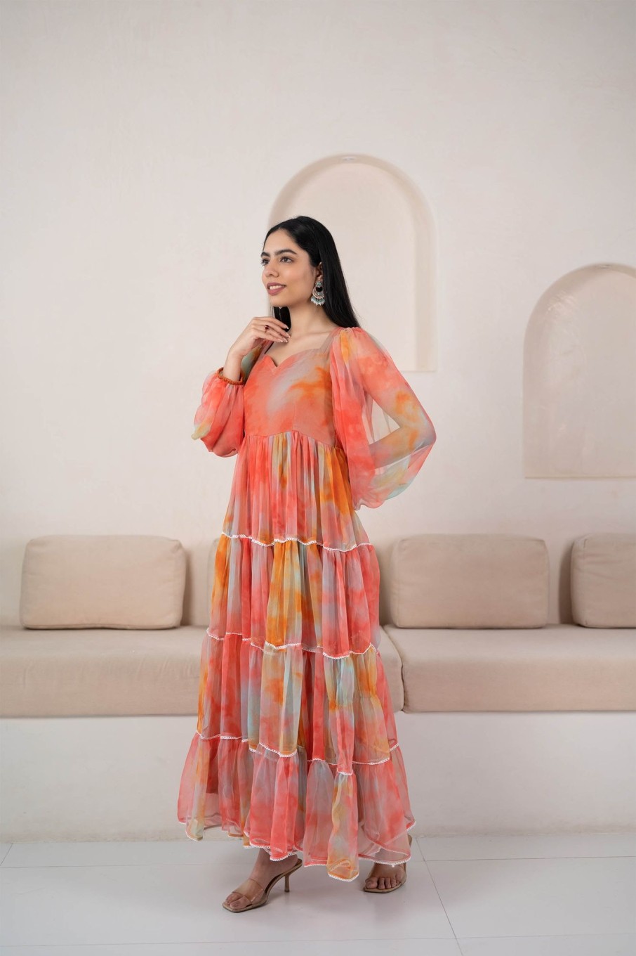 Women SARAS THE LABEL | Multicoloured Gown For Women By Saras The Label- (1Pc Dress) Multi Color