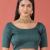 Women Royal Dwells | Women'S Royal Toned Pure Silk Plain Readymade Blouse - Royal Dwells Green