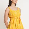 Women COTLAND FASHION | Women'S Jaipuri Cotton Printed Strappy Top(Bandhej ) - Cotland Fashion Yellow