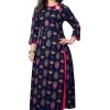 Women Vbuyz | Women'S Blue Rayon Kurta By Vbuyz (1Pc)