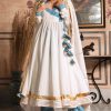 Women Pomcha Jaipur | Women'S White Mogra Pure Cotton Angrakha Set - Pomcha Jaipur