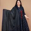 Women Miravan | Women'S Plus Size Abstract Printed U0026 Tasseles Angrakha Kurta With Dupatta Set - Miravan Blue