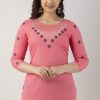 Women Charu | Women'S Embroidered Viscose Rayon Regular Top ( ) - Charu Peach