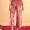 Women Lyush | Women'S Pink Velvet Straight Pants - Lyush