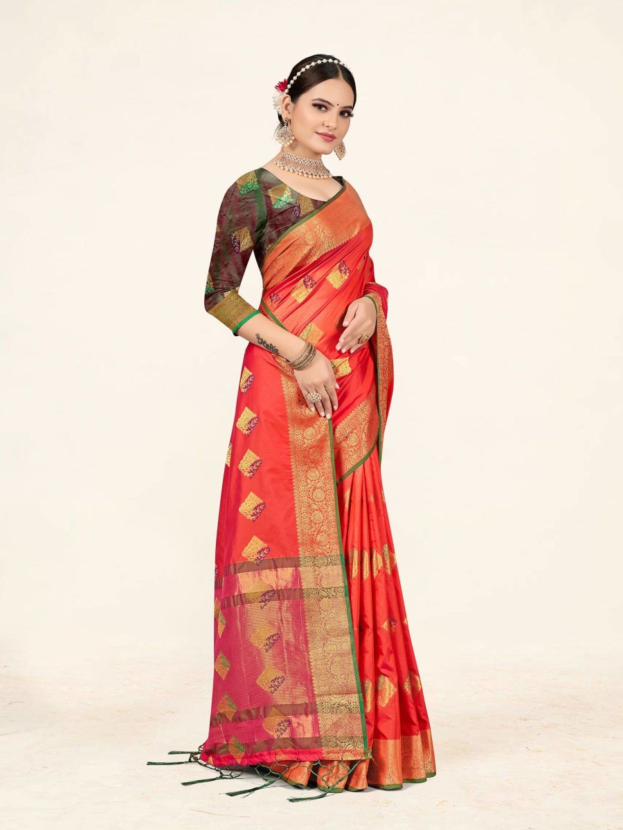 Women Sweet Smile | Women'S Color Stylish Saree With Blouse Set - Sweet Smile Peach