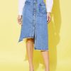 Women StyleStone | Women'S Denim Hi Lo Skirt - Stylestone Blue