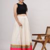 Women VASVI | Women'S Flared Chanderi, Embroidered Border Off Skirt - Vasvi White