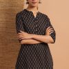 Women Janasya | Women'S Black Cotton Tunic By Janasya- (1Pc Set)