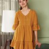 Women Janasya USA | Women'S Mustard Cotton Flex Tunic-Janasya Usa