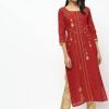 Women CHEERA | Women'S Straight Printed Kurta Only - Cheera Red