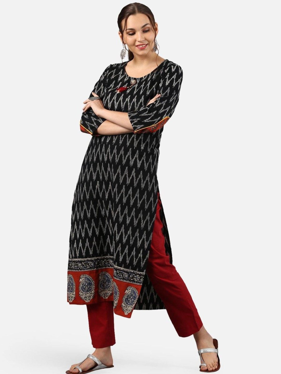 Women Janasya | Women'S Black Cotton Kurta-Janasya