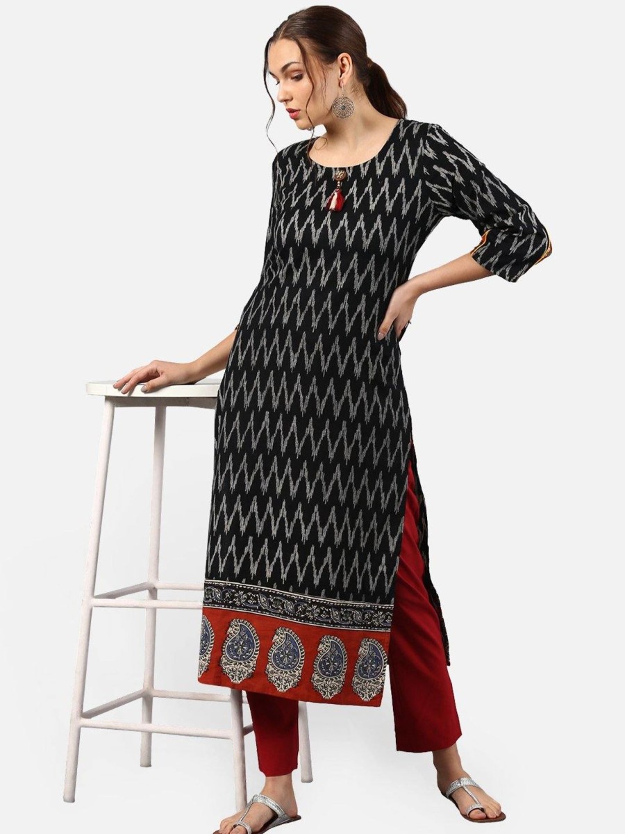 Women Janasya | Women'S Black Cotton Kurta-Janasya