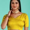 Women Royal Dwells | Women'S Toned Pure Silk Plain Readymade Blouse - Royal Dwells Mustard